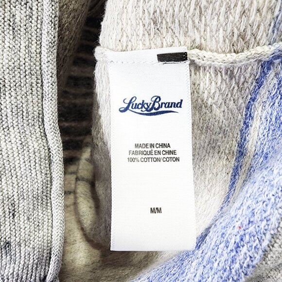 Lucky Brand Womens Medium Gray & Blue‎ Striped Cotton Cardigan Sweater M - Picture 4 of 7